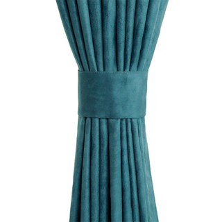 Velvety Faux Suede Teal Blue Curtain 4