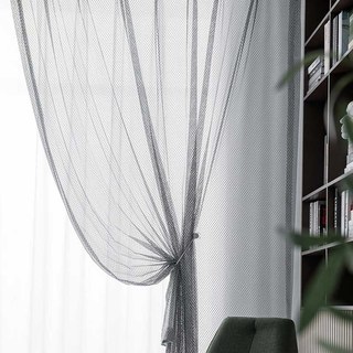 Enmeshed Diamond Grid Dark Grey Net Curtain 2