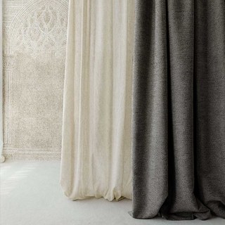Glame Luxury Taupe Horizontal Striped Chenille Curtain 2