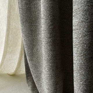 Glame Luxury Taupe Horizontal Striped Chenille Curtain