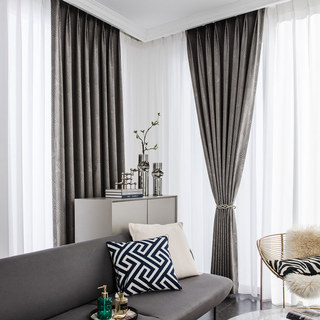 Oriental Fans Luxury Art Deco Jacquard Patterned Grey Curtain 6