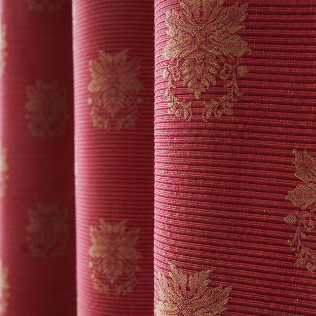 Red and shop gold curtain fabric