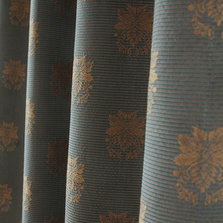 Savour Luxury Jacquard Silk Double Sided Grey and Gold Damask Curtain 2