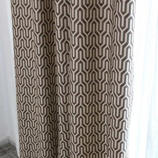 Spanish Trellis Jacquard Double Sided Cream Brown Geometric Curtain 2