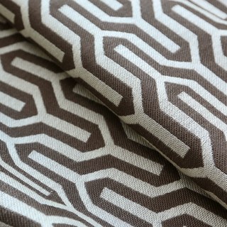 Spanish Trellis Jacquard Double Sided Cream Brown Geometric Curtain 6
