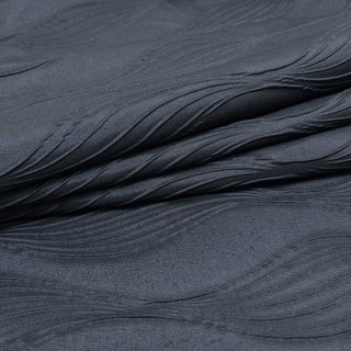 Surf 3D Jacquard Wave Patterned Black Crushed Curtain 6