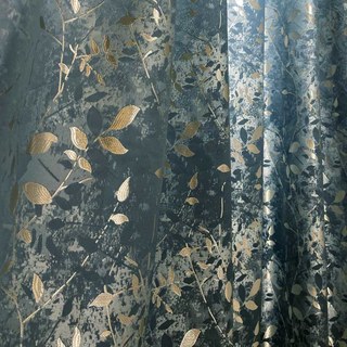 Golden Grove Luxury Jacquard Silky Blue Curtain 4