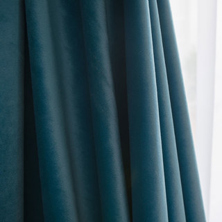 Microfibre Teal Blue Velvet Curtain 2