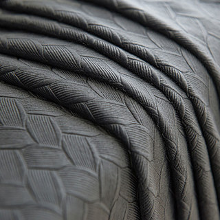 Scandinavian Basketweave Textured Charcoal Dark Grey Velvet Blackout Curtains 3