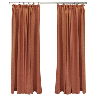 Silk Waterfall Subtle Textured Striped Shimmering Terracotta Orange Curtain 4