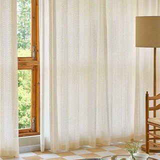 Bohemian Cream Geometric Lace Net Curtain 4