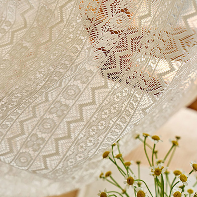 Bohemian Cream Geometric Lace Net Curtain