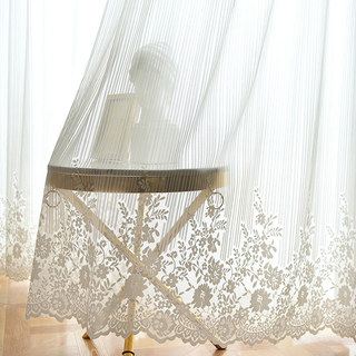 Morning Chamomile Ivory White Lace Voile Curtain 1