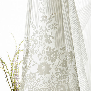 Morning Chamomile Ivory White Lace Voile Curtain 5