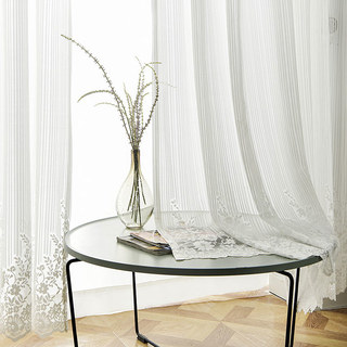 Morning Chamomile Ivory White Lace Voile Curtain 3