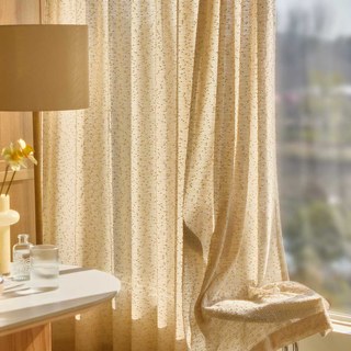 Ripple Wave Tweed Inspired Cream Yellow Glittery Voile Curtain 3