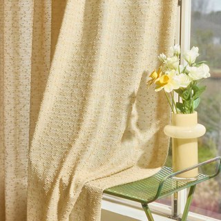 Ripple Wave Tweed Inspired Cream Yellow Glittery Voile Curtain 5
