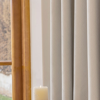 Dreamweaver Chenille Geometric Grid Cream Blackout Curtain 2