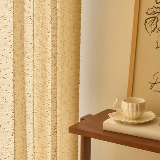 Ripple Wave Tweed Inspired Cream Yellow Glittery Voile Curtain 4
