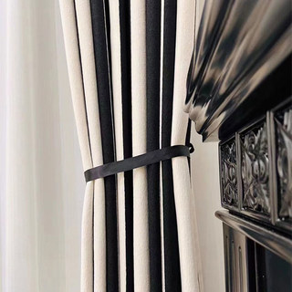 Striking Double Sided Black and White Chinelle Striped Curtain 3