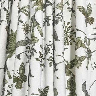 Butterfly and Bloom Sage Olive Green Floral Velvet Curtains 3
