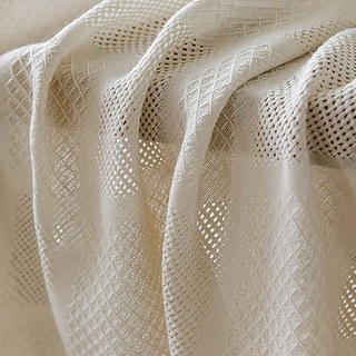 Diamond Mesh Geometric Heavy Ivory White Voile Curtain