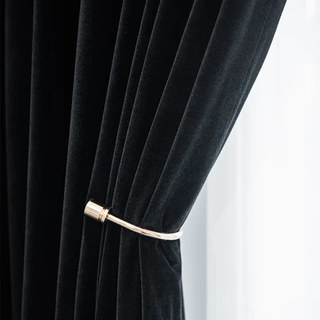 Midnight Obsidian Premium Black Velvet Curtain