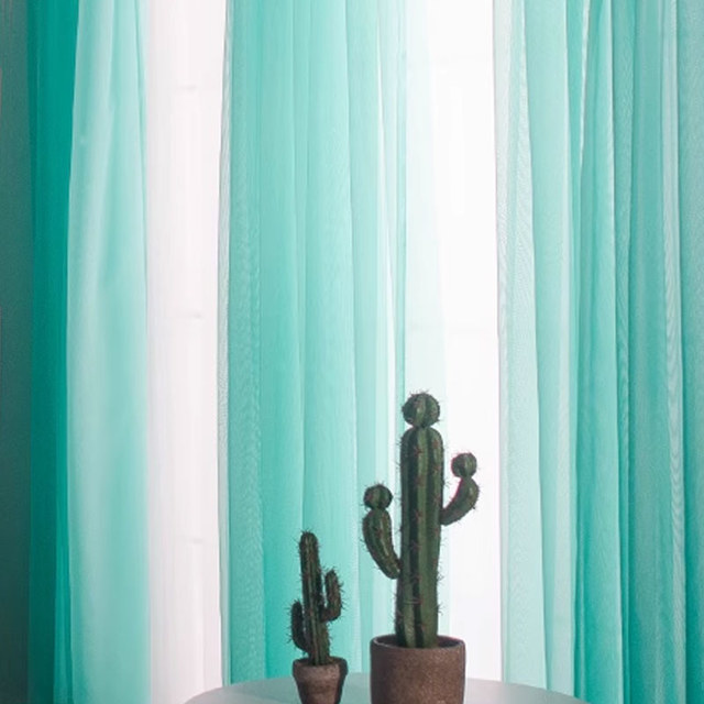 Smarties Turquoise Green Soft Sheer Voile Curtain 1