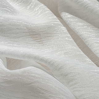 Winds in Willow Ivory White Shimmering Crinkle Crushed Voile Curtain