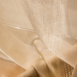 Paris Cascade Shimmering Striped Champagne Sheer Voile Curtain 4