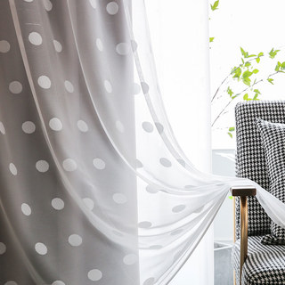 Polka Dot Ivory White Voile Curtain 2