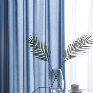 Satiny Touch Navy Blue Voile Curtain