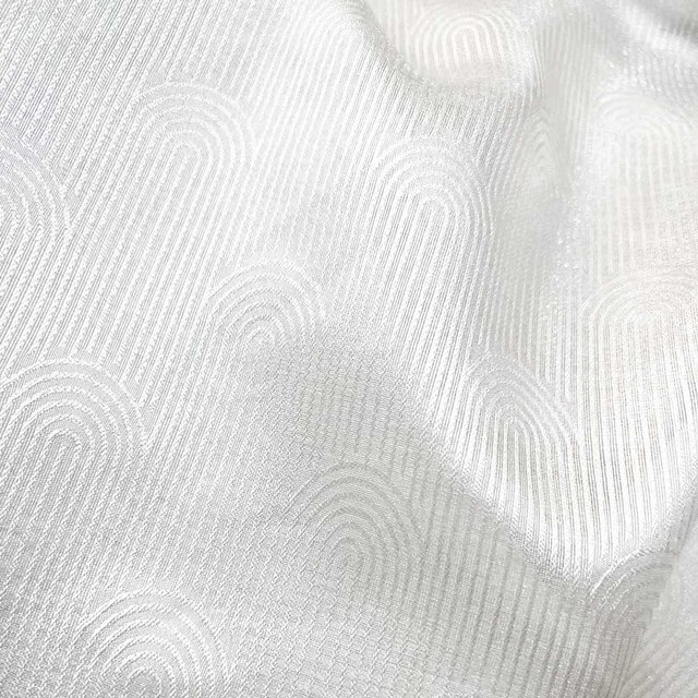 Rolling Hills Art Deco Shimmering Ivory White Voile Curtains 1