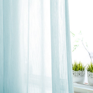 Silk Waterfall Light Blue Chiffon Voile Curtain