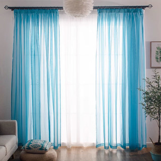 Smarties Aqua Blue Soft Sheer Voile Curtain 2