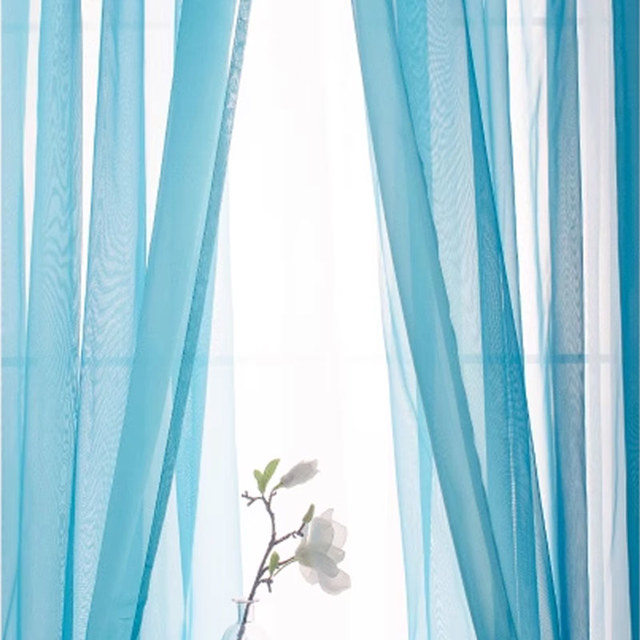 Smarties Aqua Blue Soft Sheer Voile Curtain 1