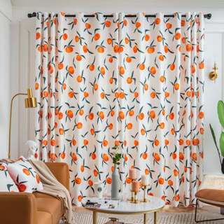 The Happiest Colour Orange Linen Style Curtain 7