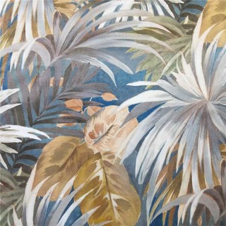 Tropicana Delight Multicolor Pastel Teal Blue Palm Floral Curtain