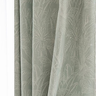 Leafy Lushness Tropical Leaves Sage Green Blackout Curtains 3