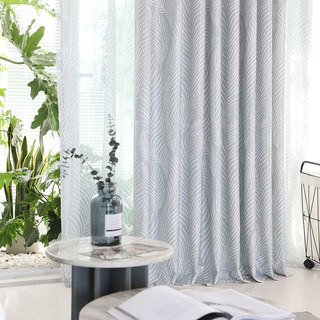 Dancing Seagrass Ash Grey Floral Curtains 1