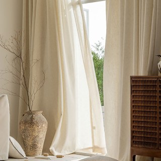 Natures Hug Cream Oatmeal Heavy Linen Voile Curtain