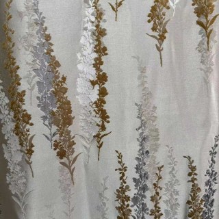 Lavender Elegance Luxury Jacquard Cream Gold Floral Curtains 8