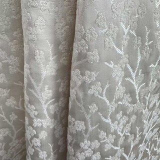 Cherry Blossoms Cream Floral Chenille Blackout Curtain
