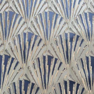 Gilded Breeze Blue and Gold Art Deco Geometric Curtains 7