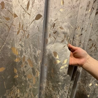 Golden Grove Luxury Jacquard Silky Gray and Gold Curtain