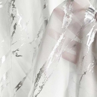 Lunar Marble Abstract White and Silver Voile Curtains