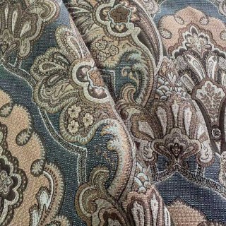 Regal Elegance Blue and Brown Damask Curtains
