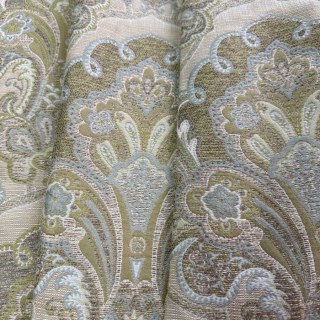 Regal Elegance Jacquard Cream and Olive Green Damask Curtain 6