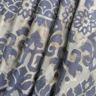 Royal Indigo Luxury Jacquard Blue and Gold Floral Curtains 2
