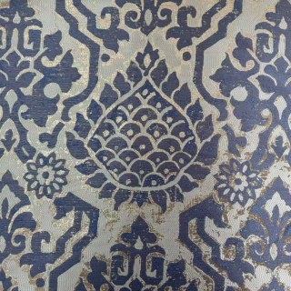 Royal Indigo Luxury Jacquard Blue and Gold Floral Curtains 4
